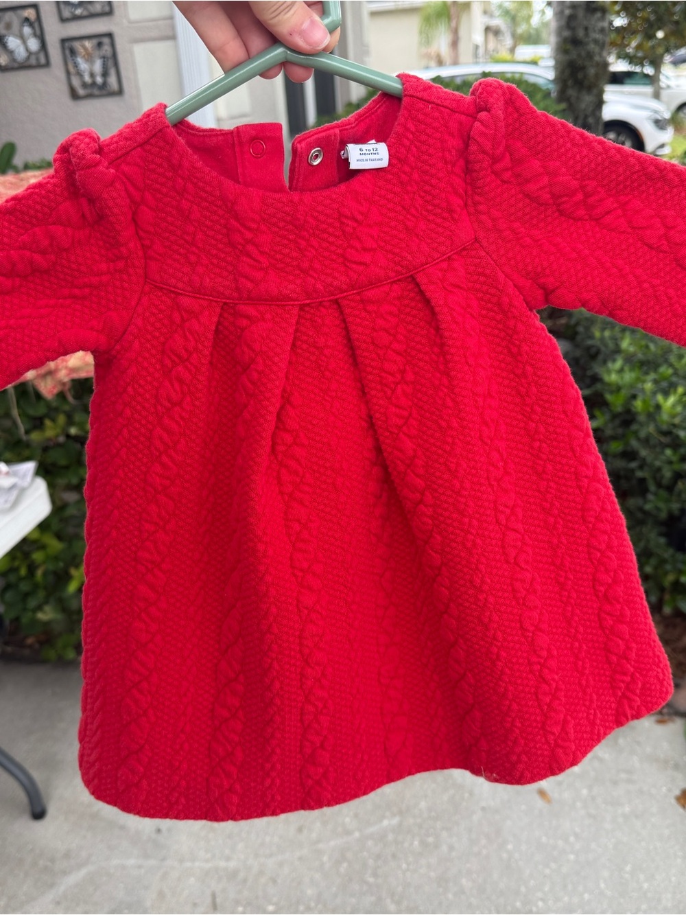 Janie and Jack Red Cable-Knit Pleated Holiday Dress